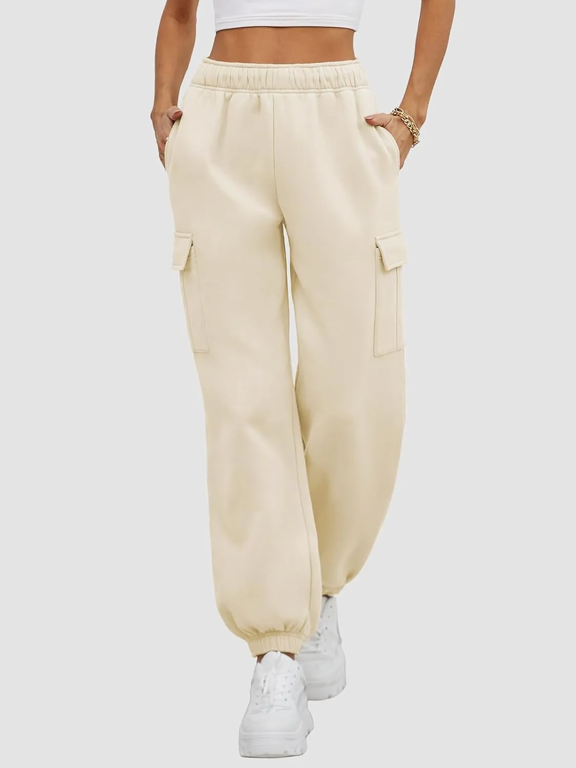 ATHMILE Womens Cargo Sweatpants Oversized Fleece Joggers Fall Fashion Outfits Y2k Clothes 2024 with Pockets