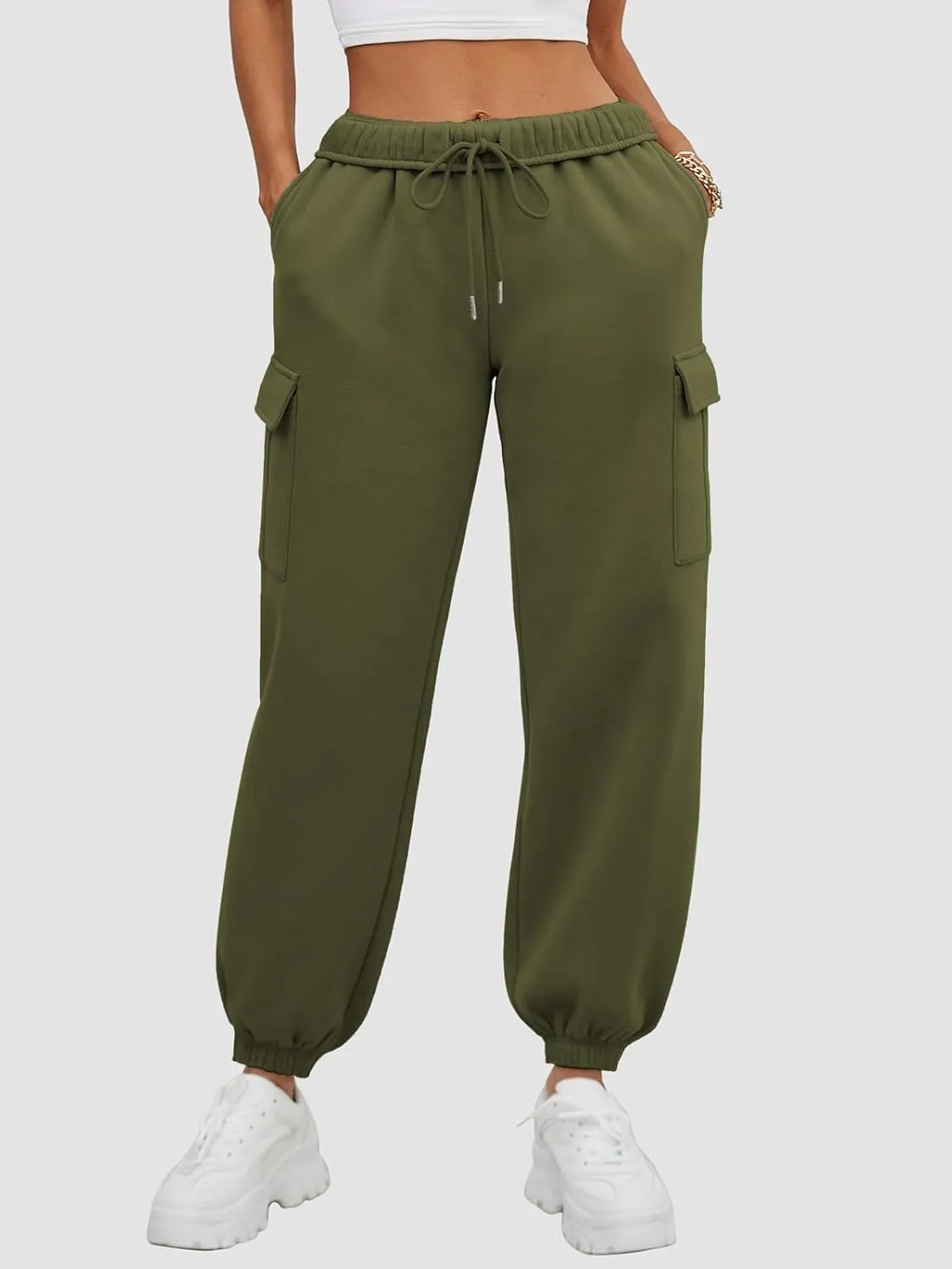 ATHMILE Womens Cargo Sweatpants Oversized Fleece Joggers Fall Fashion Outfits Y2k Clothes 2024 with Pockets