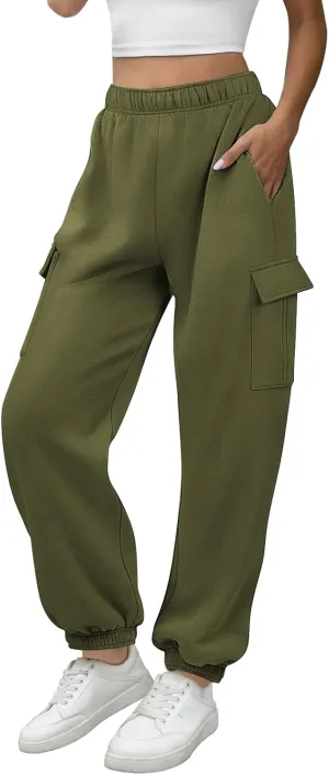 ATHMILE Womens Cargo Sweatpants Oversized Fleece Joggers Fall Fashion Outfits Y2k Clothes 2024 with Pockets