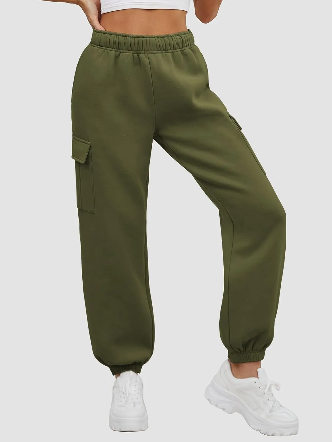 ATHMILE Womens Cargo Sweatpants Oversized Fleece Joggers Fall Fashion Outfits Y2k Clothes 2024 with Pockets