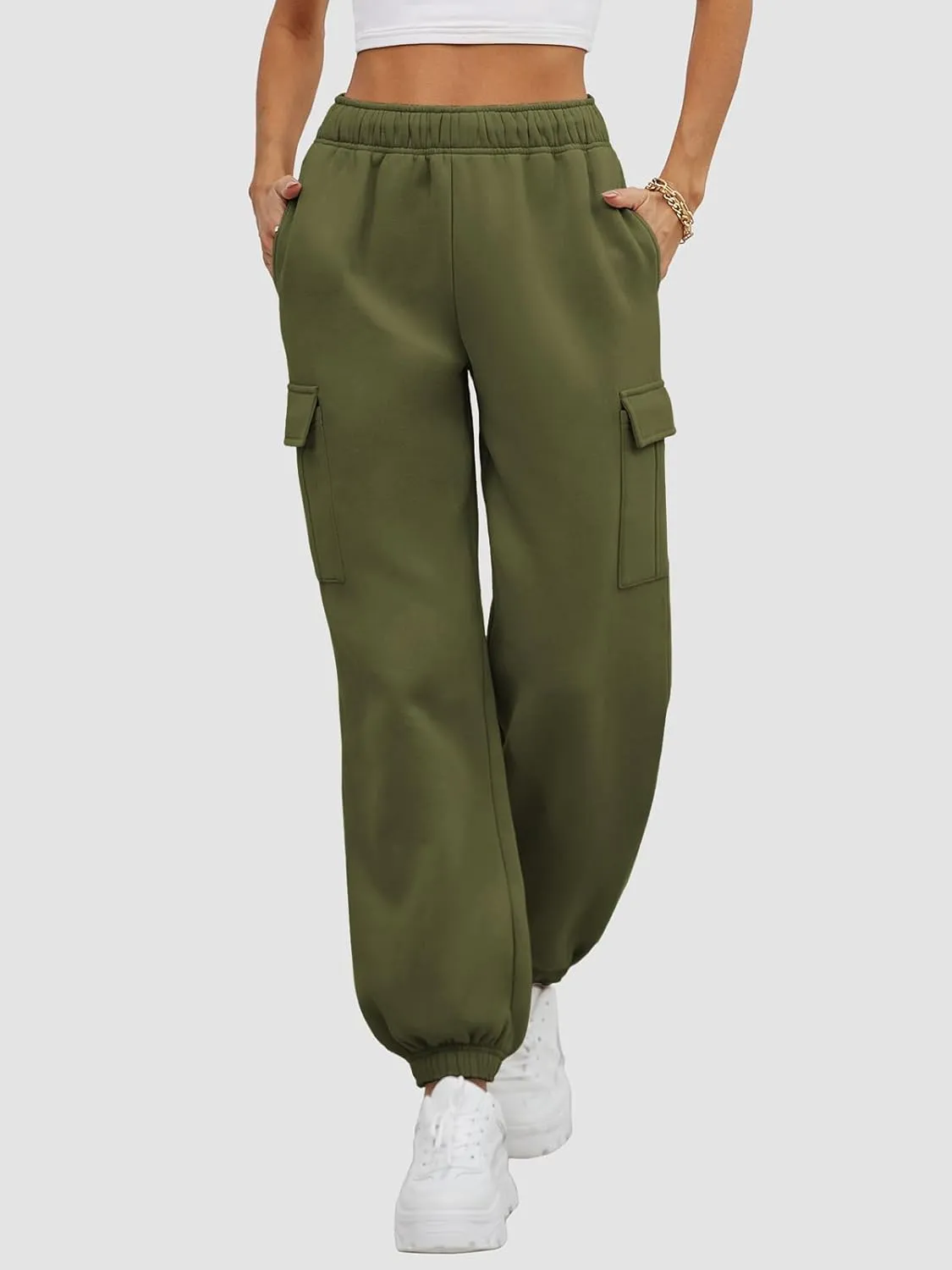 ATHMILE Womens Cargo Sweatpants Oversized Fleece Joggers Fall Fashion Outfits Y2k Clothes 2024 with Pockets