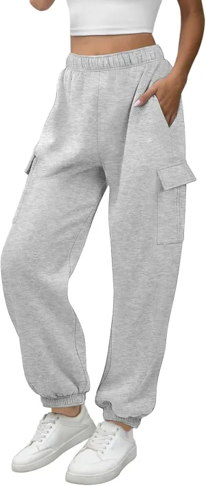 ATHMILE Womens Cargo Sweatpants Oversized Fleece Joggers Fall Fashion Outfits Y2k Clothes 2024 with Pockets