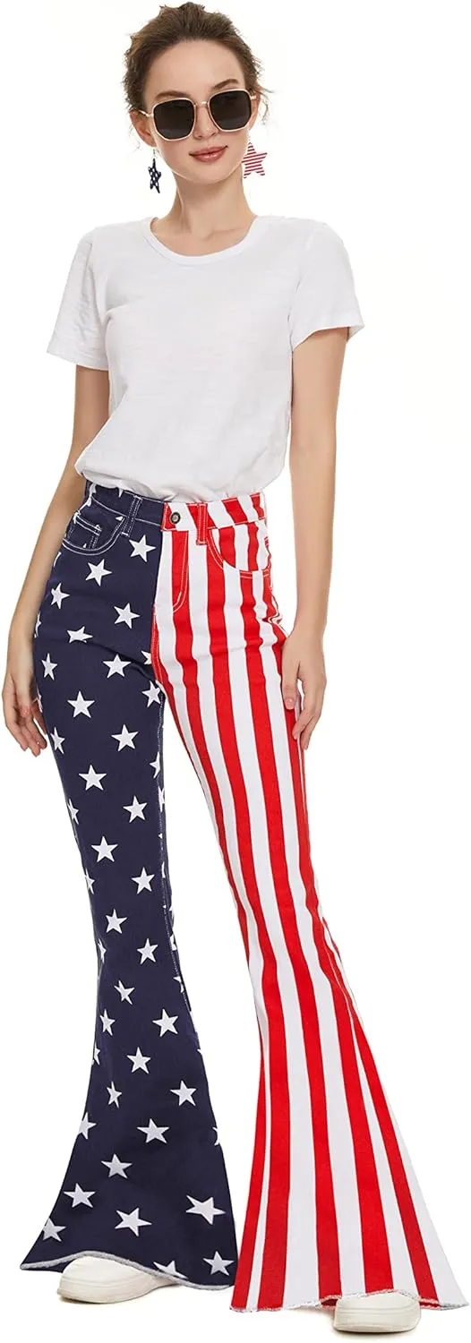 Bell Bottom Jeans for Women High Waist Stretch Denim Slimming Flared Classic Juniors Bootcut Disco Pants