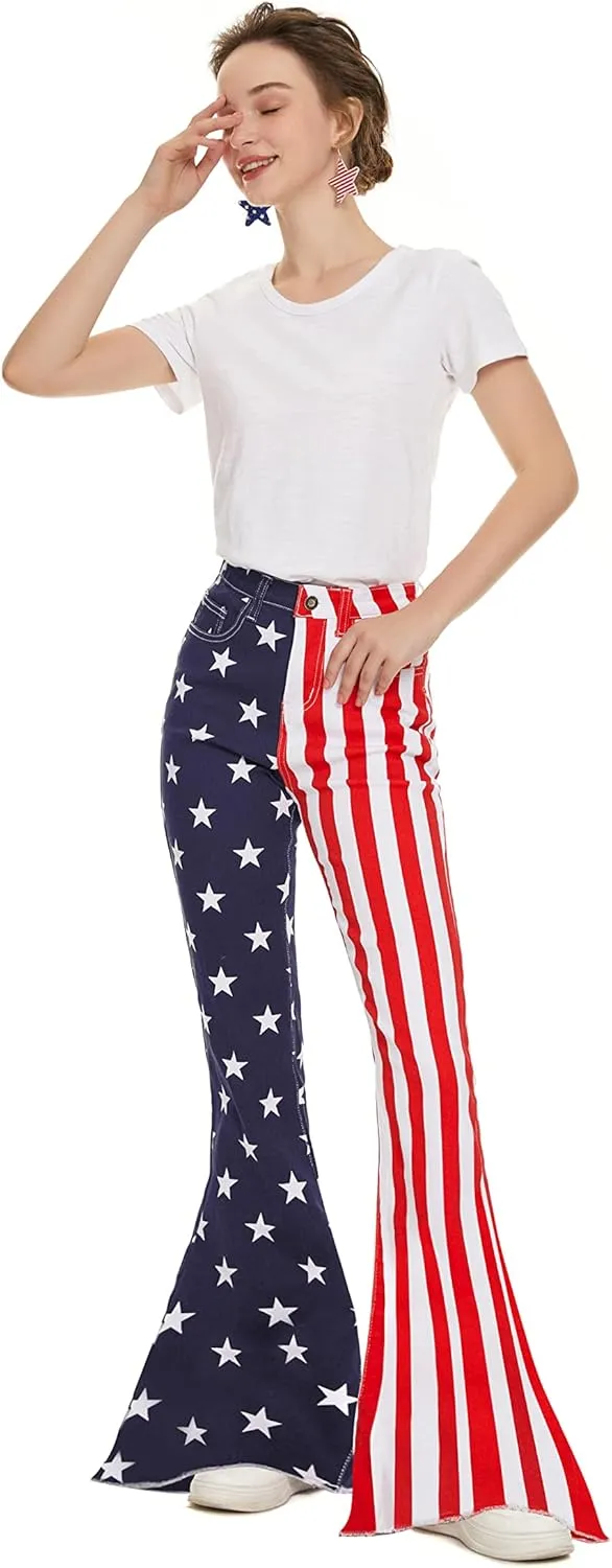 Bell Bottom Jeans for Women High Waist Stretch Denim Slimming Flared Classic Juniors Bootcut Disco Pants