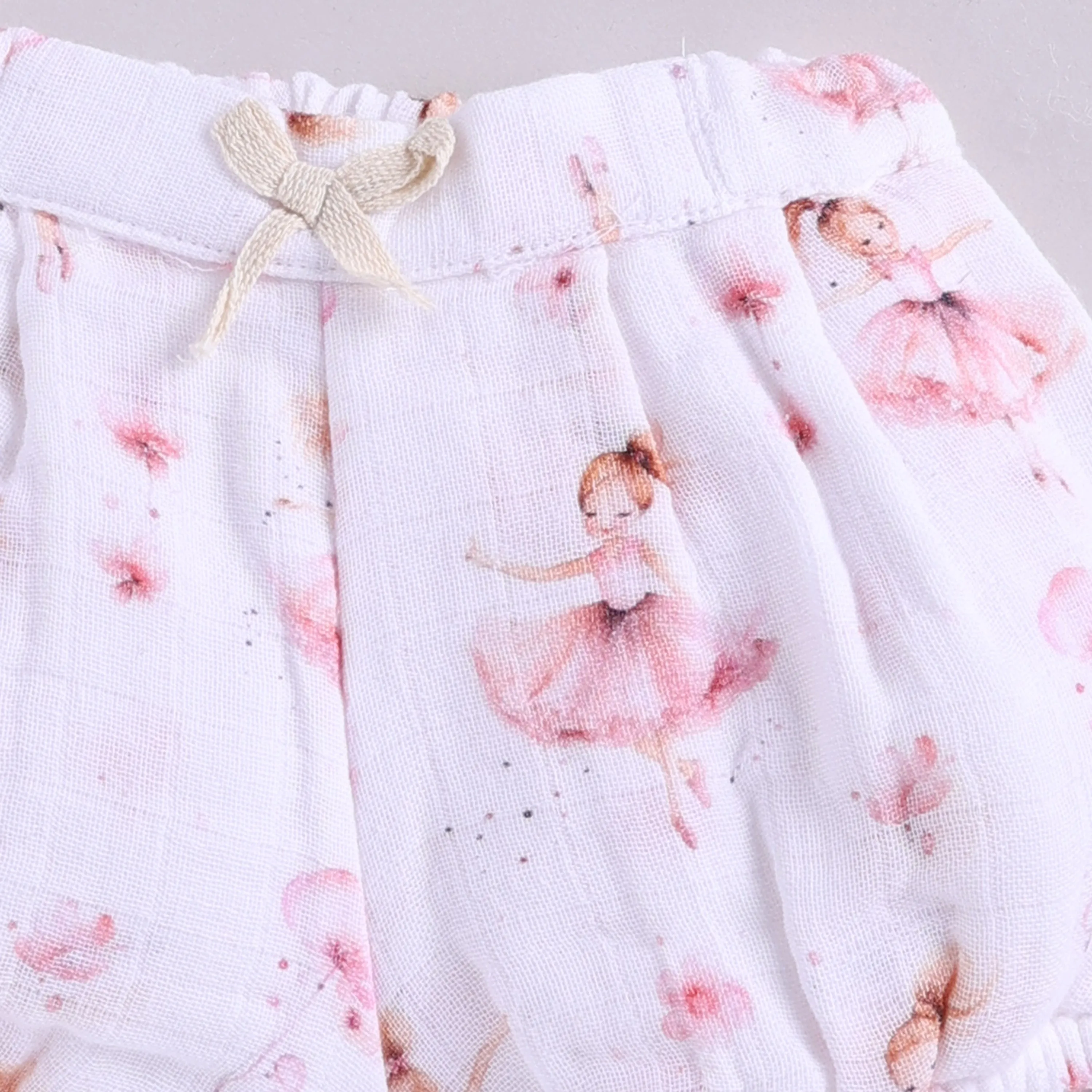 Bellerina Print Organic Muslin Frill Top With Bloomers
