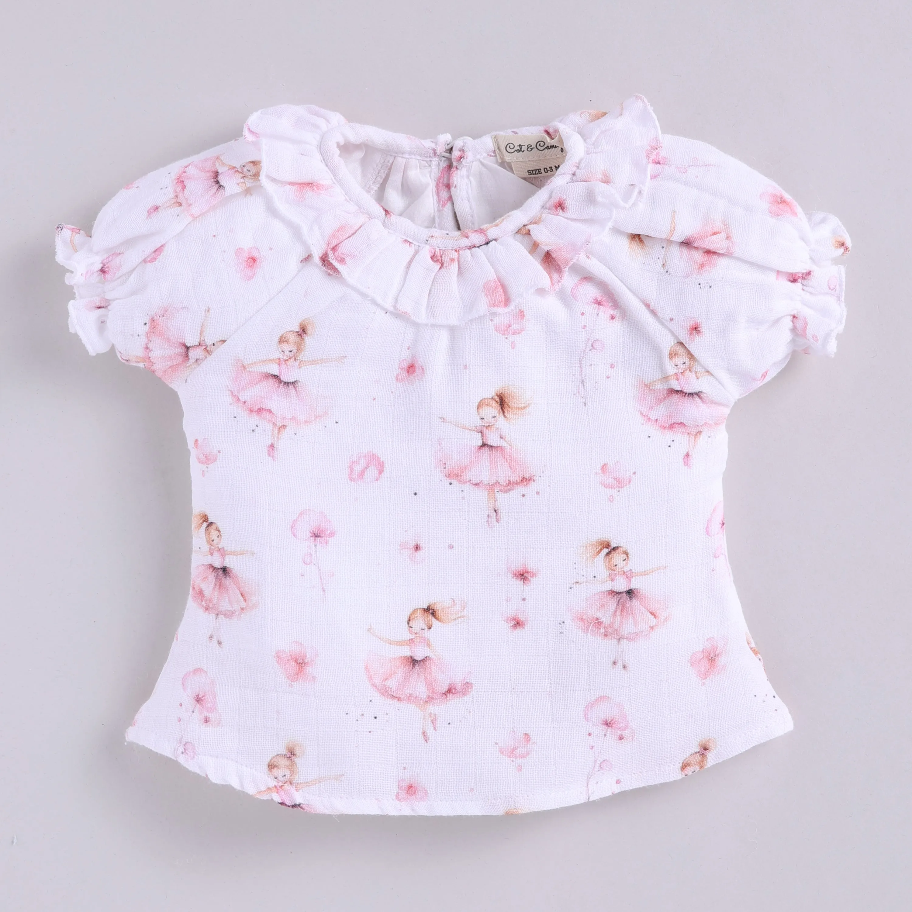 Bellerina Print Organic Muslin Frill Top With Bloomers