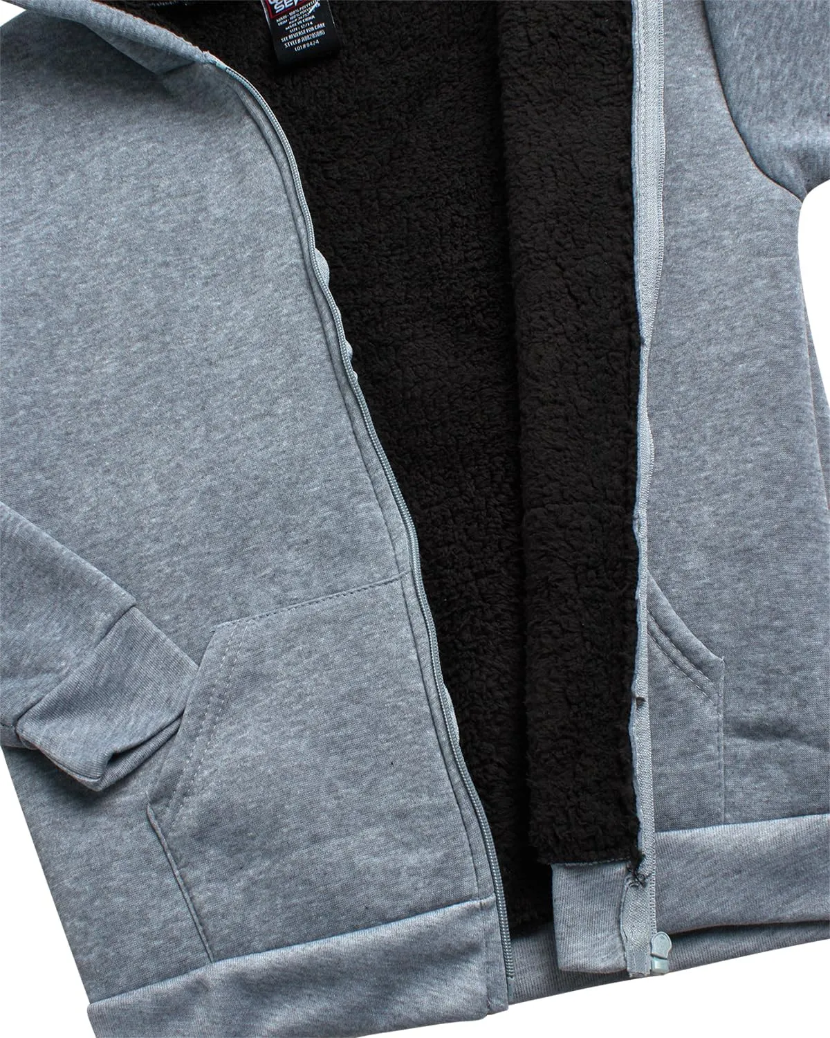 Boys' Sherpa Fleece Jogger Set - 2 Piece Basic Full Zip Fully Sherpa Lined Hoodie and Sweatpants (Size: 8-18)