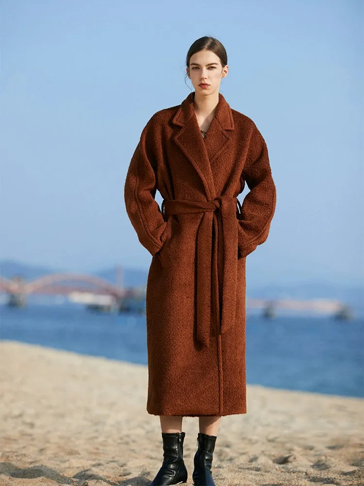 Brown Textured Wool Coat