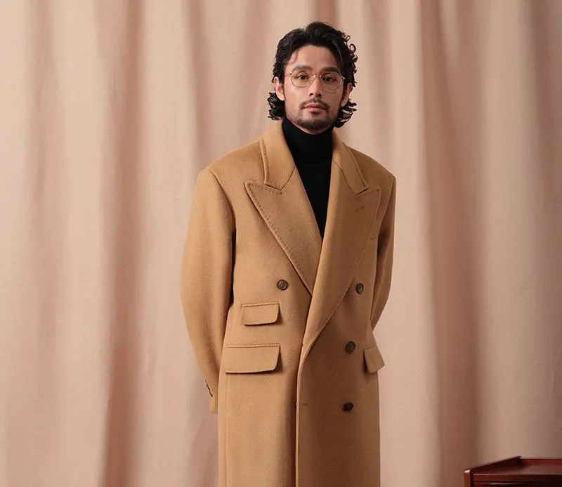 Camel Double-Breasted Overcoat