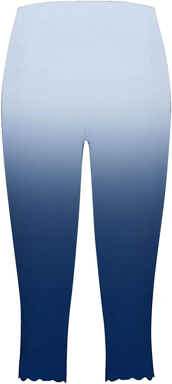 Capri Leggings for Women Floral Print High Waist Capris Tummy Control Knee Length Slim Fit Yoga Cropped Trousers