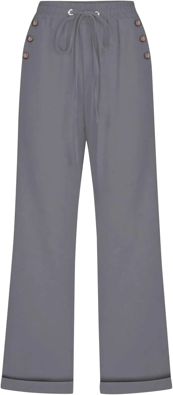 Capri Pants for Women 2025 Summer Linen Wide Leg Pants Casual Lightweight Capri Lounge Short with Pockets