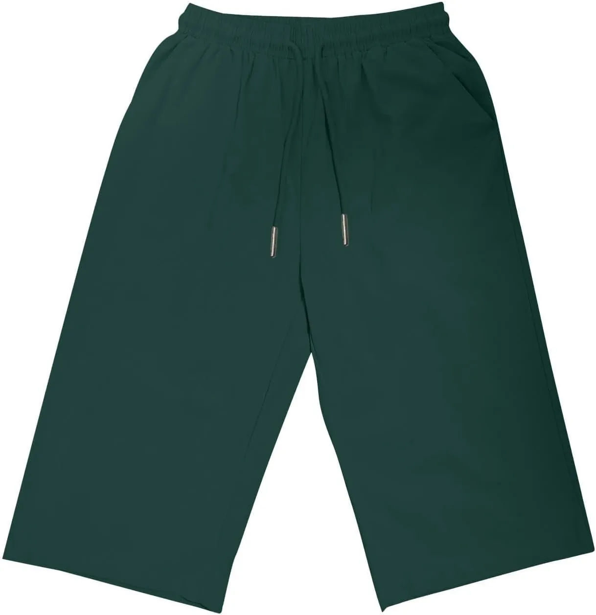 Capris Pants for Women Cotton Linen Summer 2025 Straight Wide Leg Loose Drawstring Elastic Waist Cropped Trouser