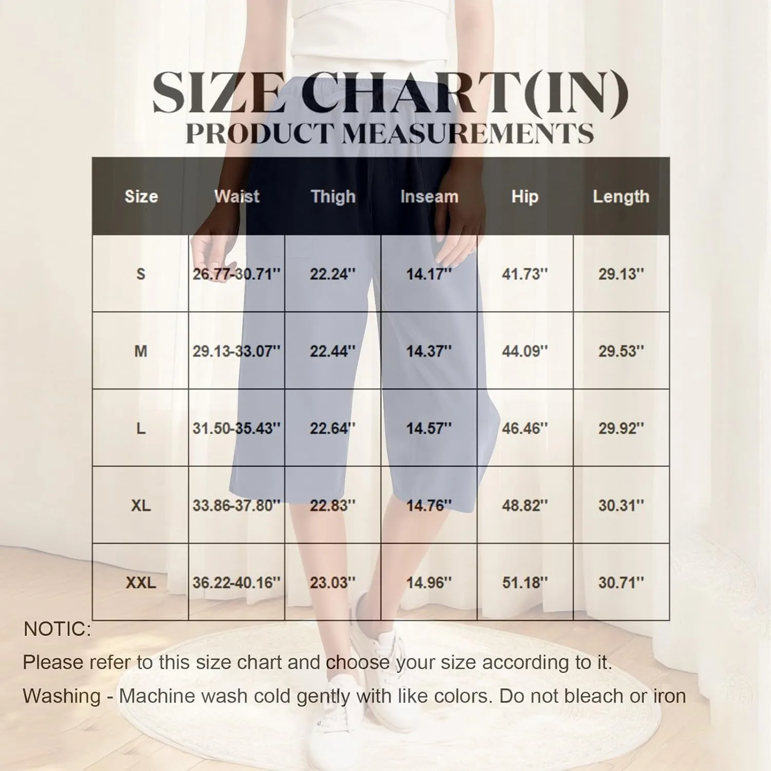 Capris Pants for Women Loose Casual High Waist Wide Leg Linen Pants Pull On Summer Vacation Beach Pant with Pockets