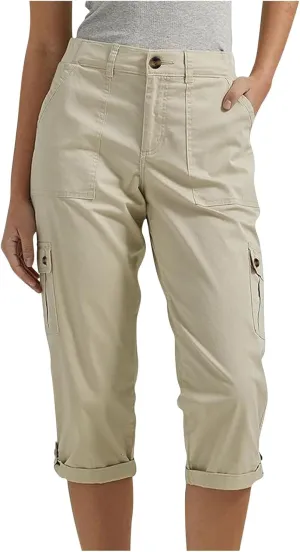 Cargo Capri Pants Women High Waisted Elastic Capris Trousers Cropped Pants with Pockets Casual Work Clothes