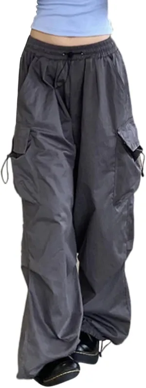 Cargo Pants for Women Elastic High Waisted Wide Leg Pants Summer Casual Loose Streetwear Y2K Trousers with Pockets