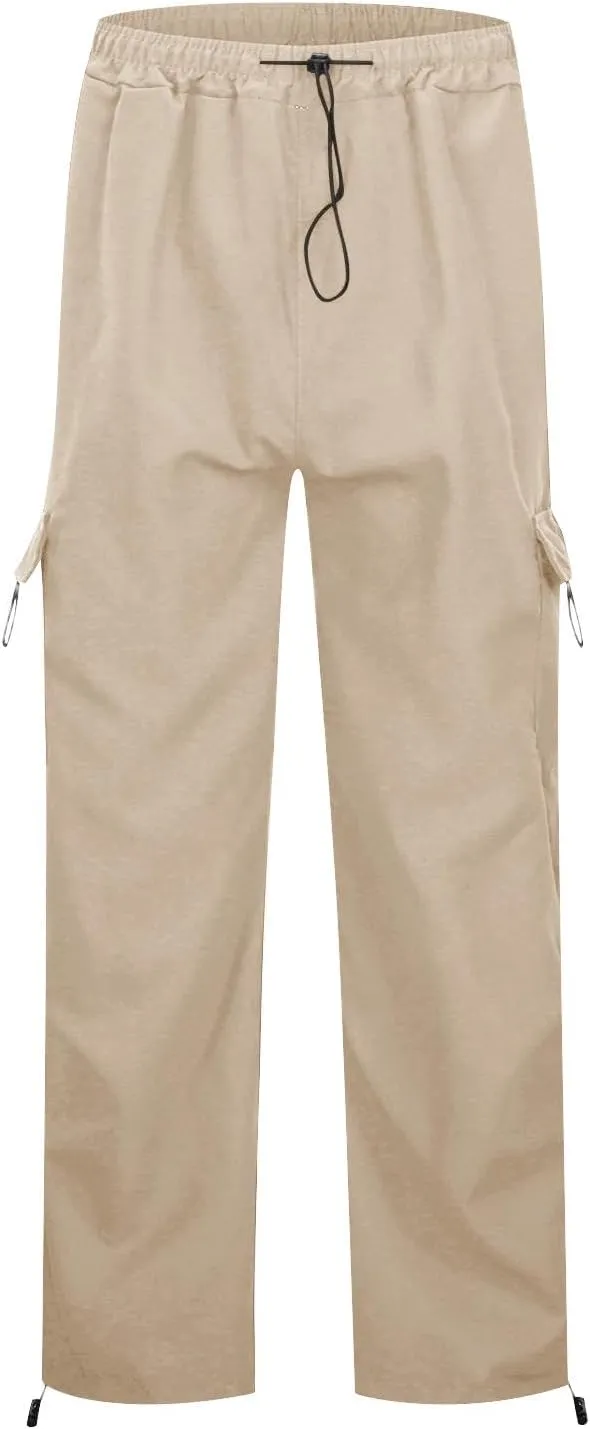 Cargo Pants for Women Elastic High Waisted Wide Leg Pants Summer Casual Loose Streetwear Y2K Trousers with Pockets