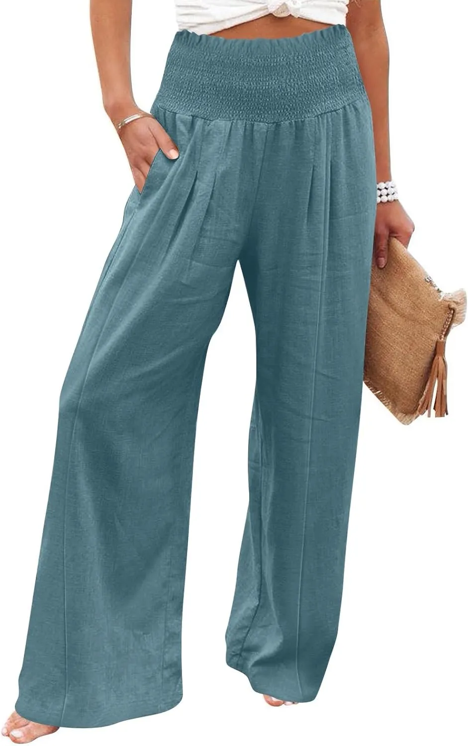 Cargo Pants for Women Winter Casual Business Slacks with Pockets Solid Color Elastic Waist