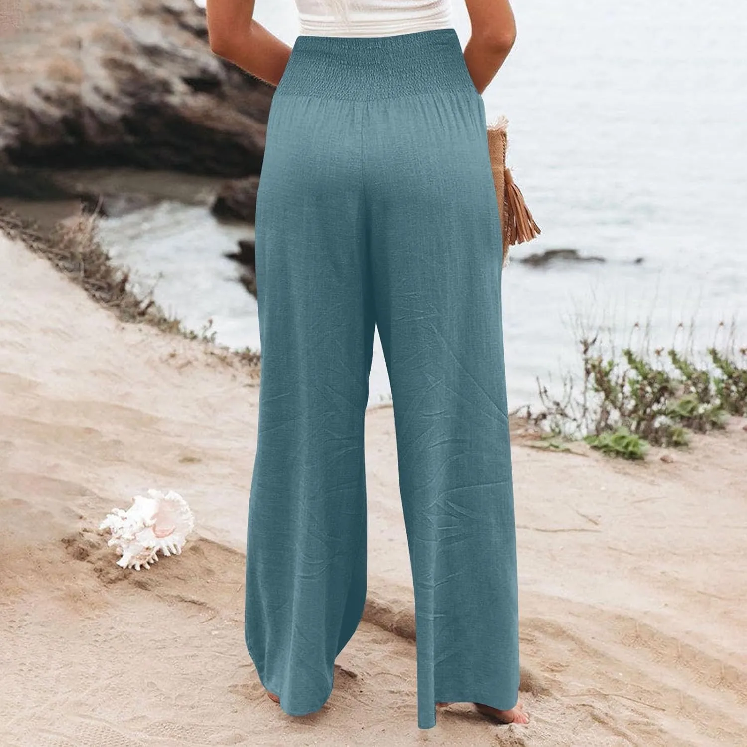 Cargo Pants for Women Winter Casual Business Slacks with Pockets Solid Color Elastic Waist