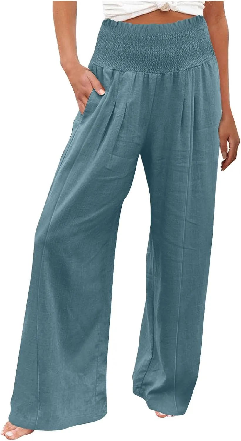 Cargo Pants for Women Winter Casual Business Slacks with Pockets Solid Color Elastic Waist