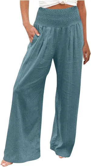 Cargo Pants for Women Winter Casual Business Slacks with Pockets Solid Color Elastic Waist