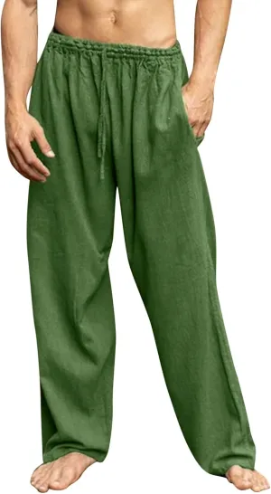 Casual Pants Men Summer Trouser Pants Casual Loose Joggers Lightweight Straight Stretch Sports Pants with Pockets