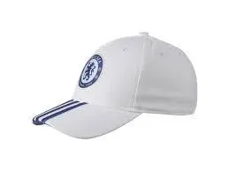 Chelsea Adidas 3 Stripe Club Crest Adjustable Cap White