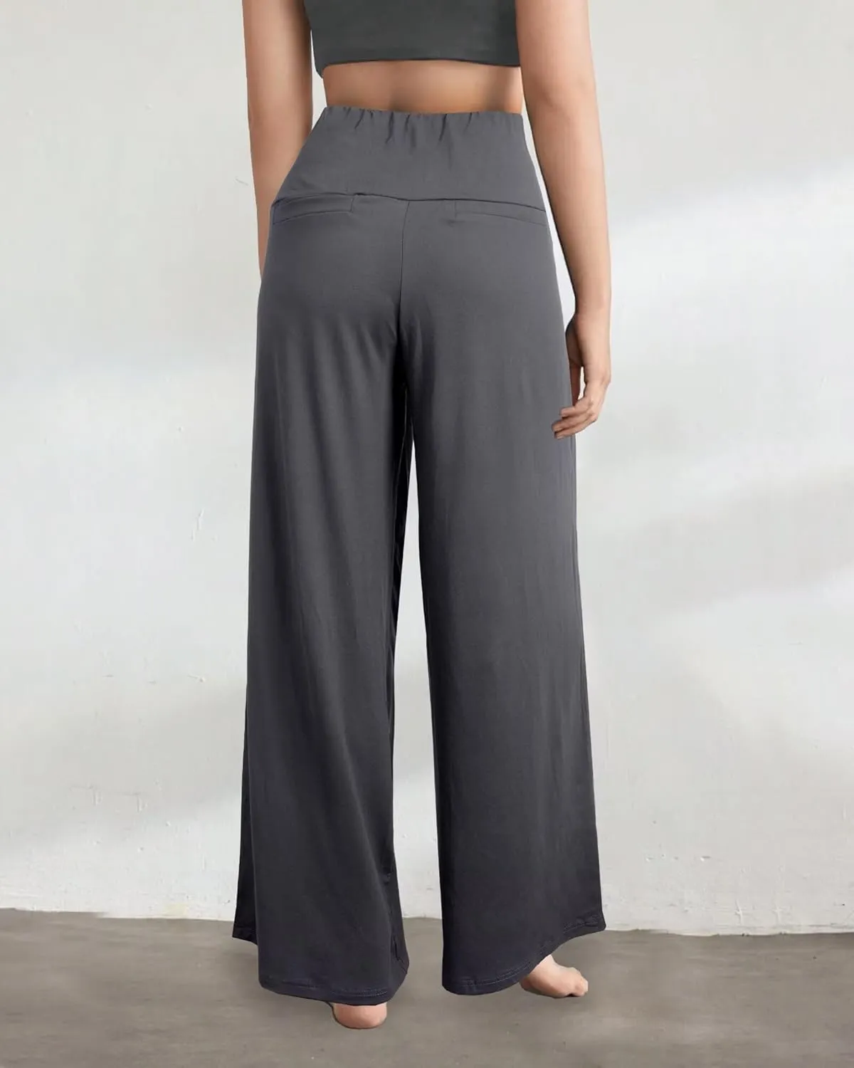 CHICASIMR Wide Leg Womens Pants High Waist Loose Flowy Comfy Lounge Stretch Soft Women Pants Casual Pants with Pockets