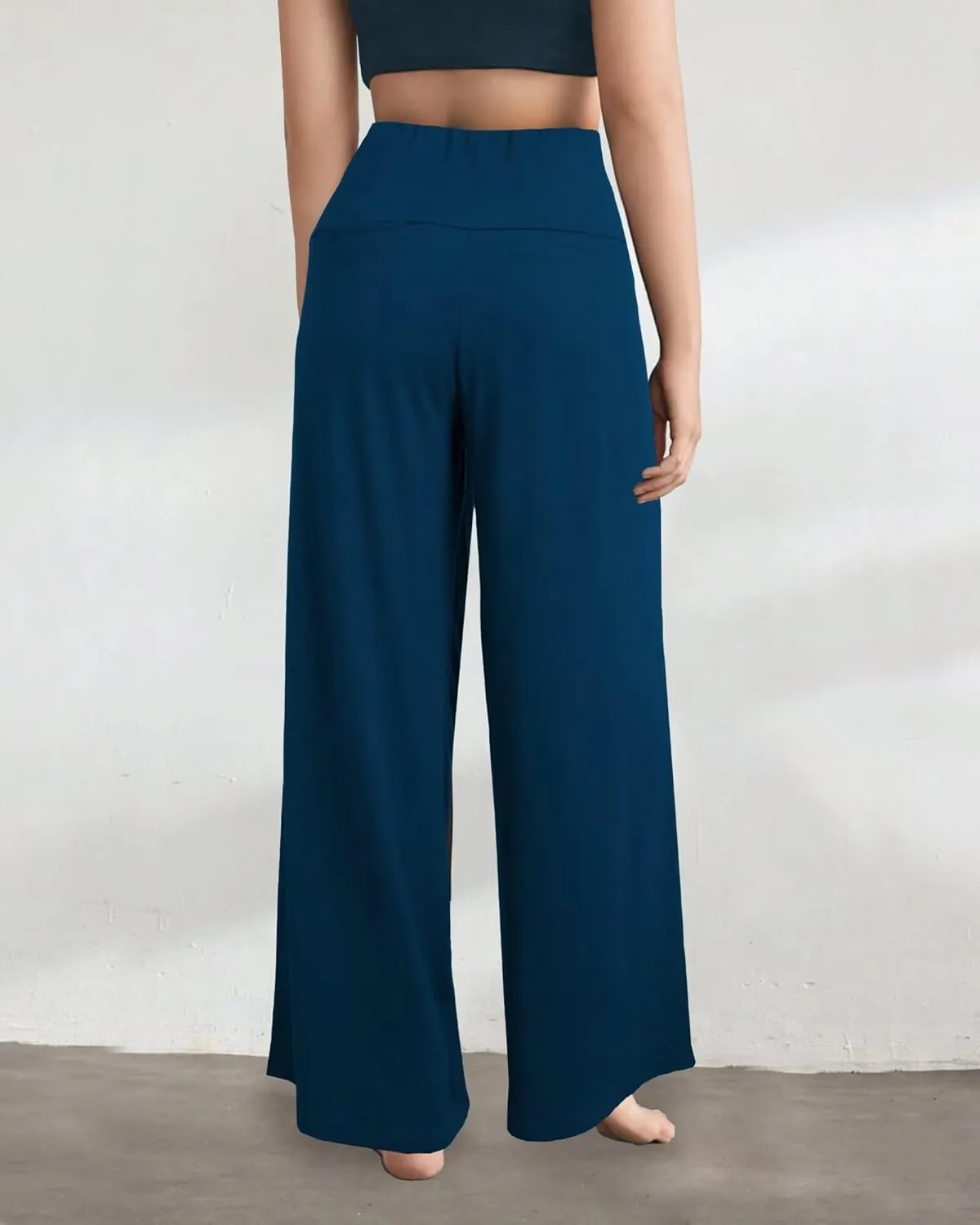 CHICASIMR Wide Leg Womens Pants High Waist Loose Flowy Comfy Lounge Stretch Soft Women Pants Casual Pants with Pockets