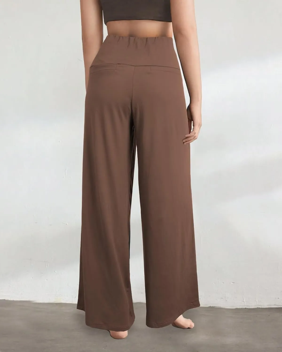 CHICASIMR Wide Leg Womens Pants High Waist Loose Flowy Comfy Lounge Stretch Soft Women Pants Casual Pants with Pockets