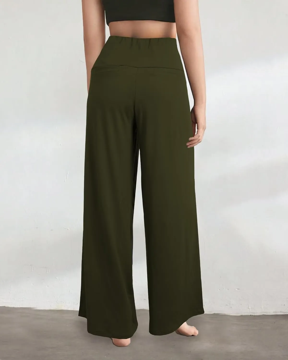 CHICASIMR Wide Leg Womens Pants High Waist Loose Flowy Comfy Lounge Stretch Soft Women Pants Casual Pants with Pockets