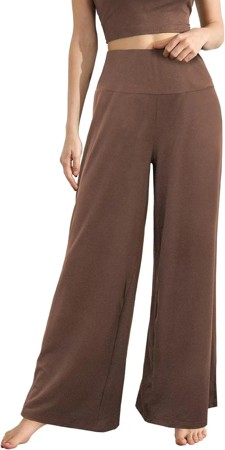 CHICASIMR Wide Leg Womens Pants High Waist Loose Flowy Comfy Lounge Stretch Soft Women Pants Casual Pants with Pockets