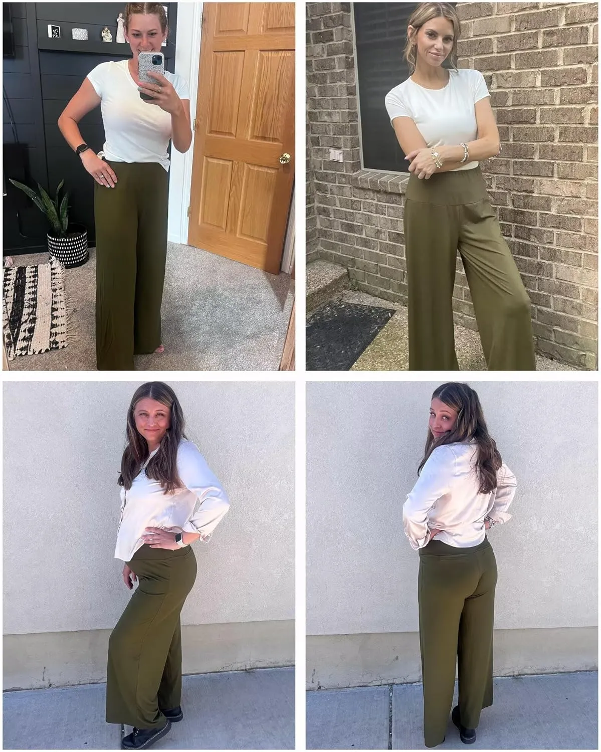 CHICASIMR Wide Leg Womens Pants High Waist Loose Flowy Comfy Lounge Stretch Soft Women Pants Casual Pants with Pockets