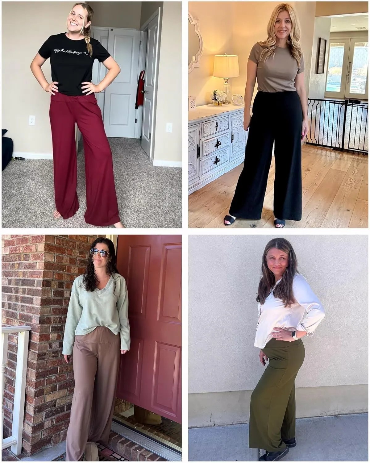 CHICASIMR Wide Leg Womens Pants High Waist Loose Flowy Comfy Lounge Stretch Soft Women Pants Casual Pants with Pockets