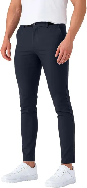 Chinos Pants Men Classic Flat Front Slim Fit Dress Pants Stretch Flex Lightweight Work Pants with Pockets Dress Slack