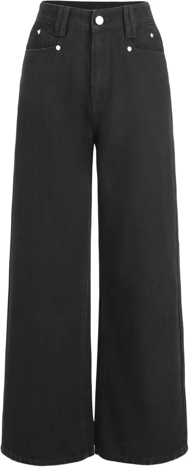 CIDER Jeans for Women High Waist Wide Leg Denim Pants Straight Leg Trouser Pants Mid Waist Trendy