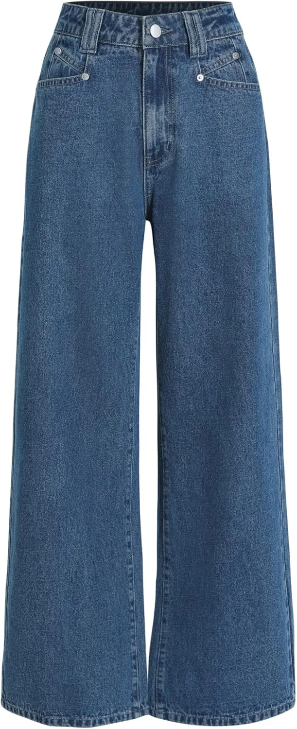 CIDER Jeans for Women High Waist Wide Leg Denim Pants Straight Leg Trouser Pants Mid Waist Trendy
