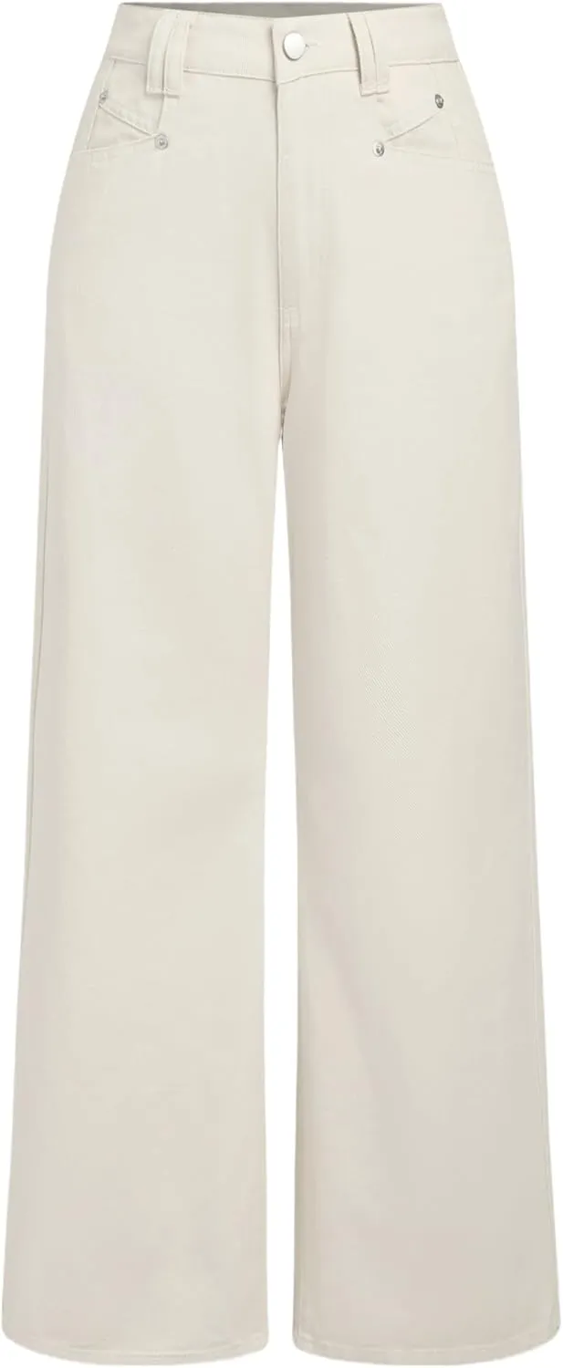 CIDER Jeans for Women High Waist Wide Leg Denim Pants Straight Leg Trouser Pants Mid Waist Trendy