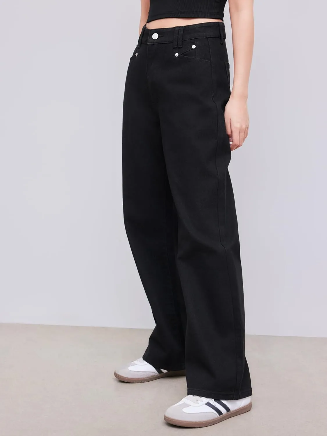 CIDER Jeans for Women High Waist Wide Leg Denim Pants Straight Leg Trouser Pants Mid Waist Trendy