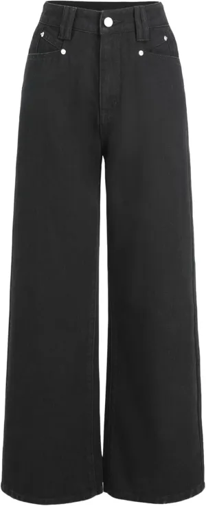 CIDER Jeans for Women High Waist Wide Leg Denim Pants Straight Leg Trouser Pants Mid Waist Trendy