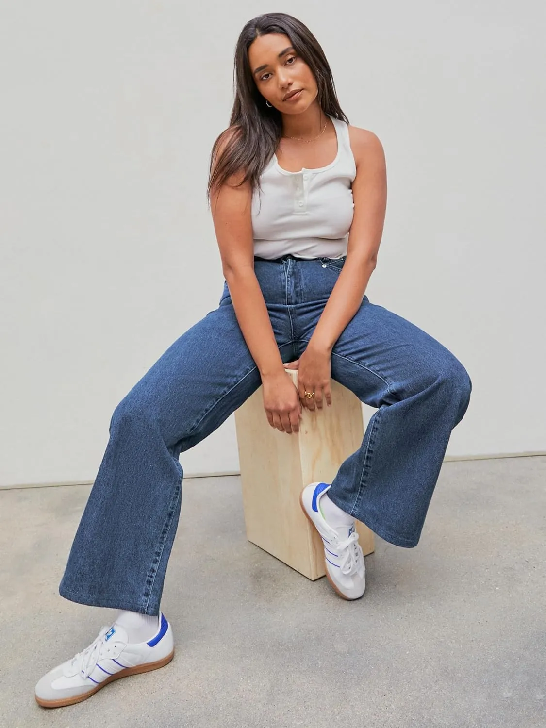 CIDER Jeans for Women High Waist Wide Leg Denim Pants Straight Leg Trouser Pants Mid Waist Trendy