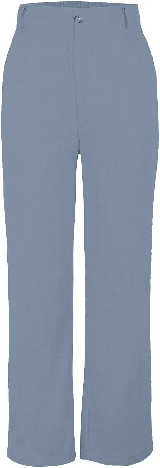 Comfy Wide Leg Cropped Pants for Women, Soft Cotton Linen Lounge Trousers, Elastic Waist Summer Casual Wear