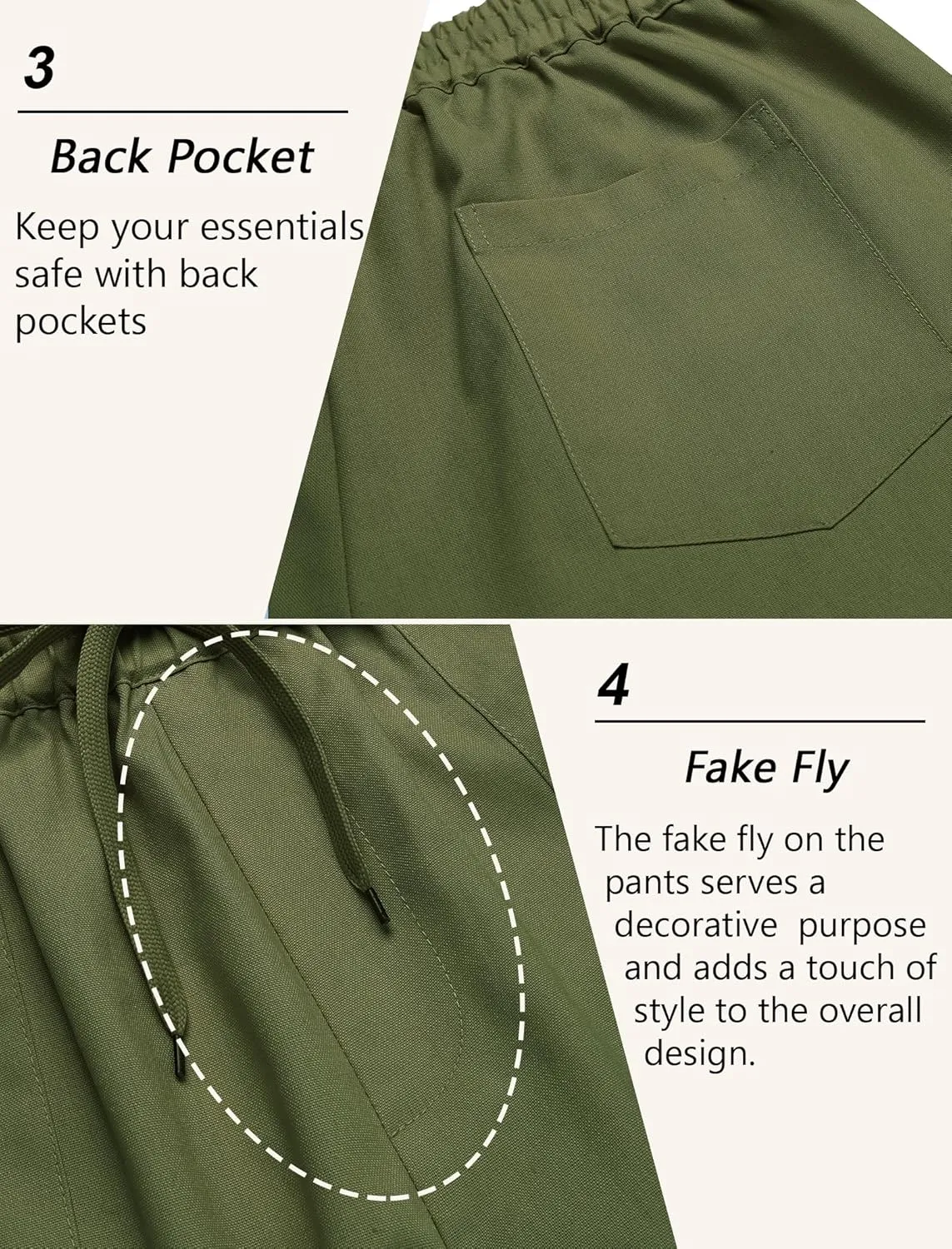 COOFANDY Linen Pants Mens Lightweight Linen Pants Elastic Waist Beach Yoga Summer Trousers