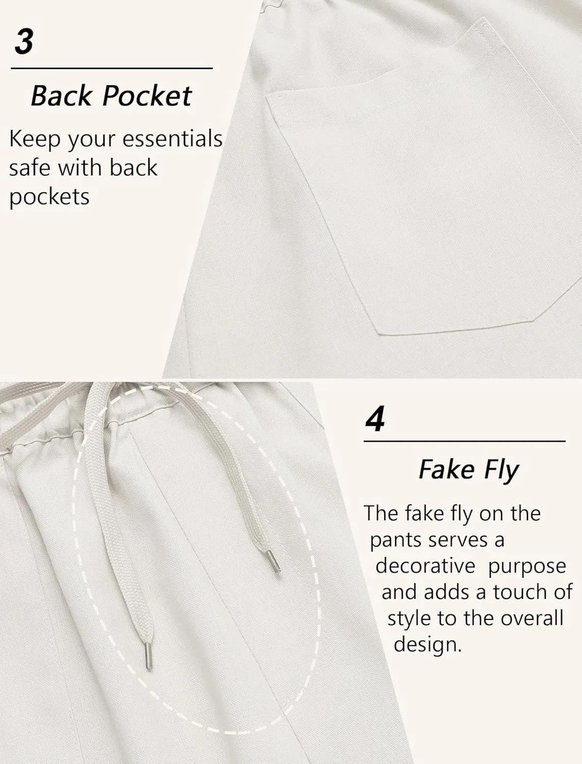 COOFANDY Linen Pants Mens Lightweight Linen Pants Elastic Waist Beach Yoga Summer Trousers