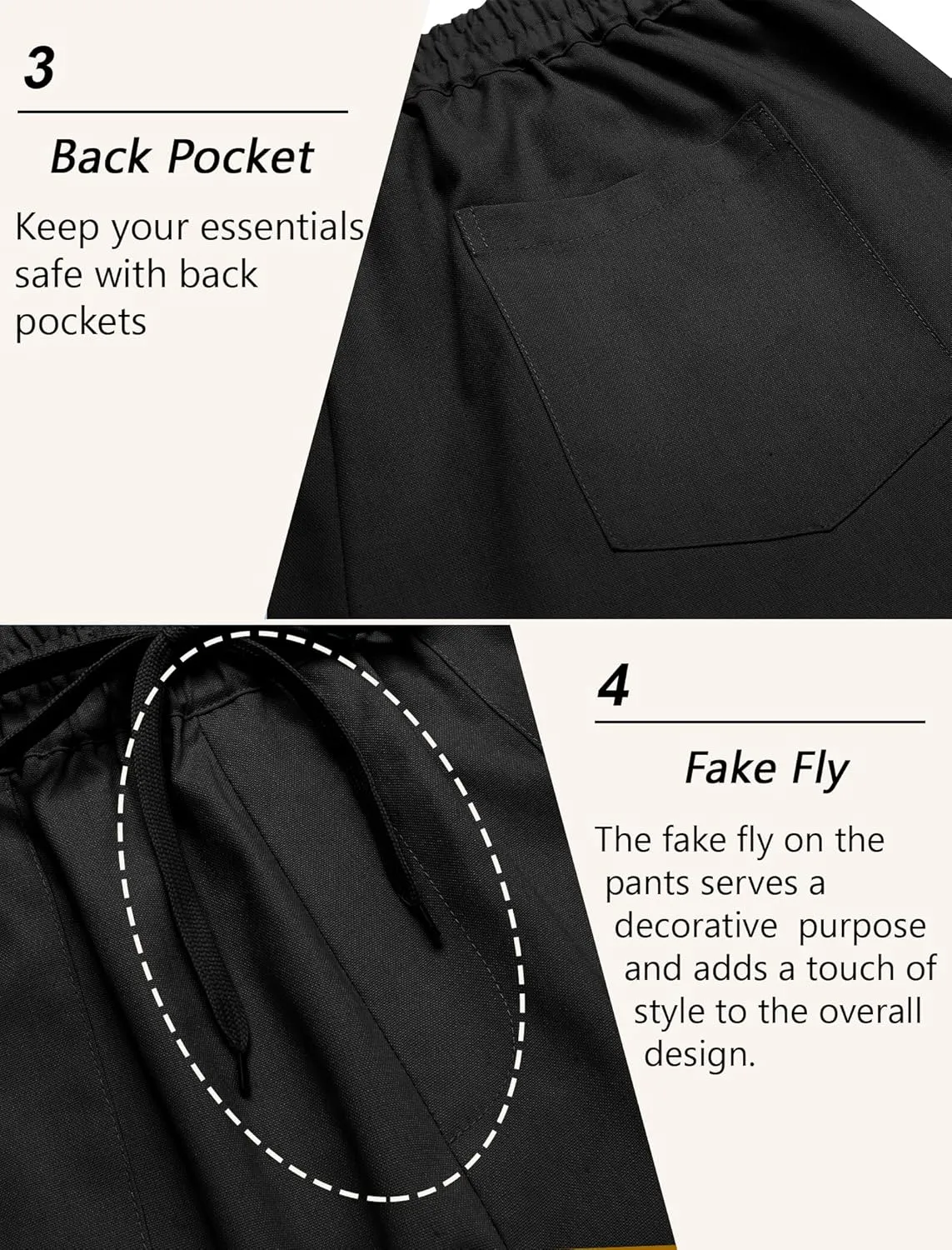 COOFANDY Linen Pants Mens Lightweight Linen Pants Elastic Waist Beach Yoga Summer Trousers