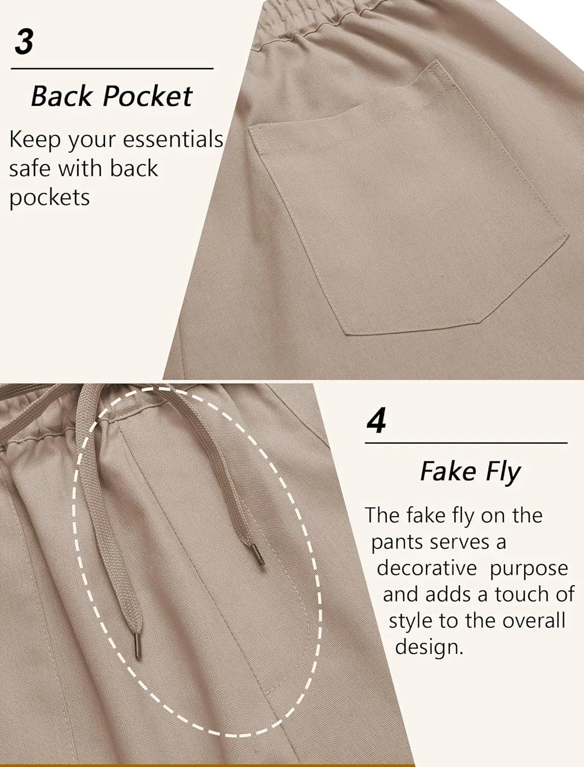 COOFANDY Linen Pants Mens Lightweight Linen Pants Elastic Waist Beach Yoga Summer Trousers