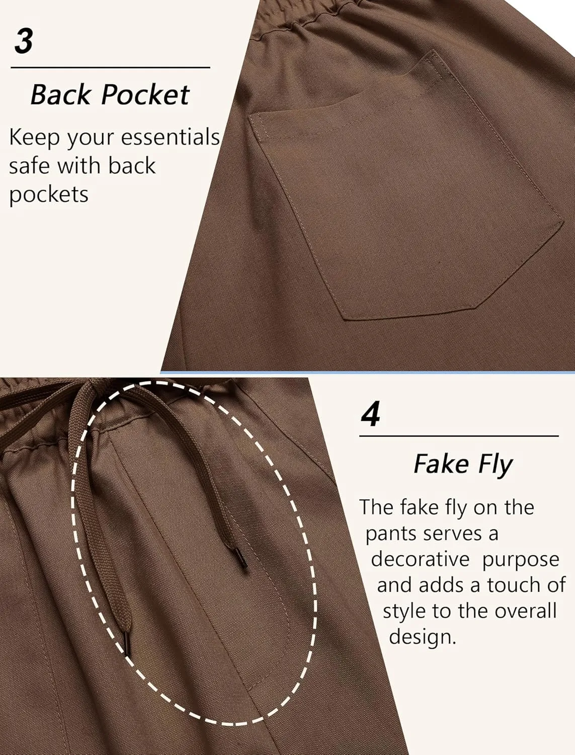 COOFANDY Linen Pants Mens Lightweight Linen Pants Elastic Waist Beach Yoga Summer Trousers