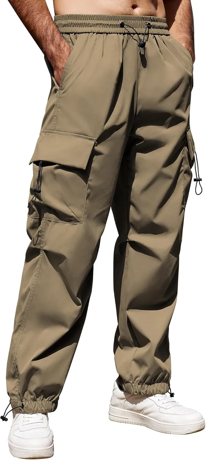 COOFANDY Men's Baggy Cargo Pants Trendy Casual Parachute Pant Loose Fit Harem Joggers with Pockets