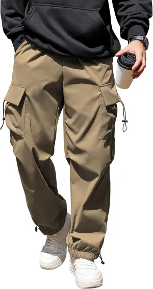 COOFANDY Men's Baggy Cargo Pants Trendy Casual Parachute Pant Loose Fit Harem Joggers with Pockets