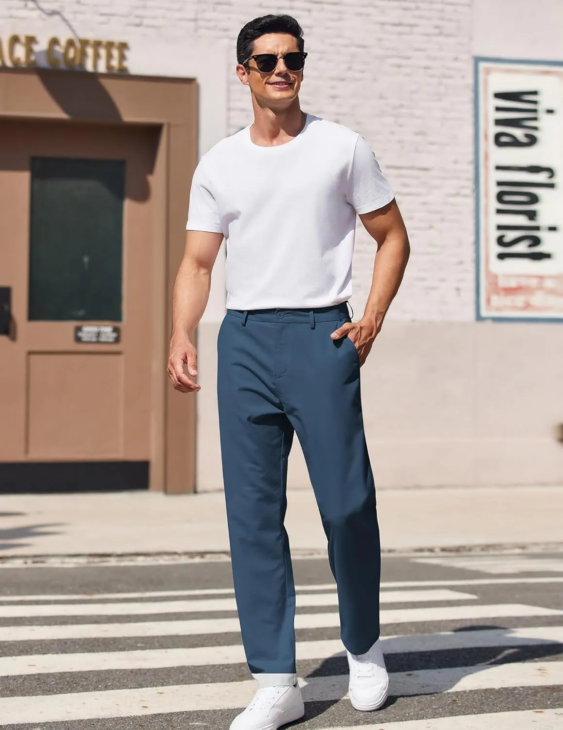 COOFANDY Men's Casual Pants Classic Fit Straight Legs Flat Front Twill Pants
