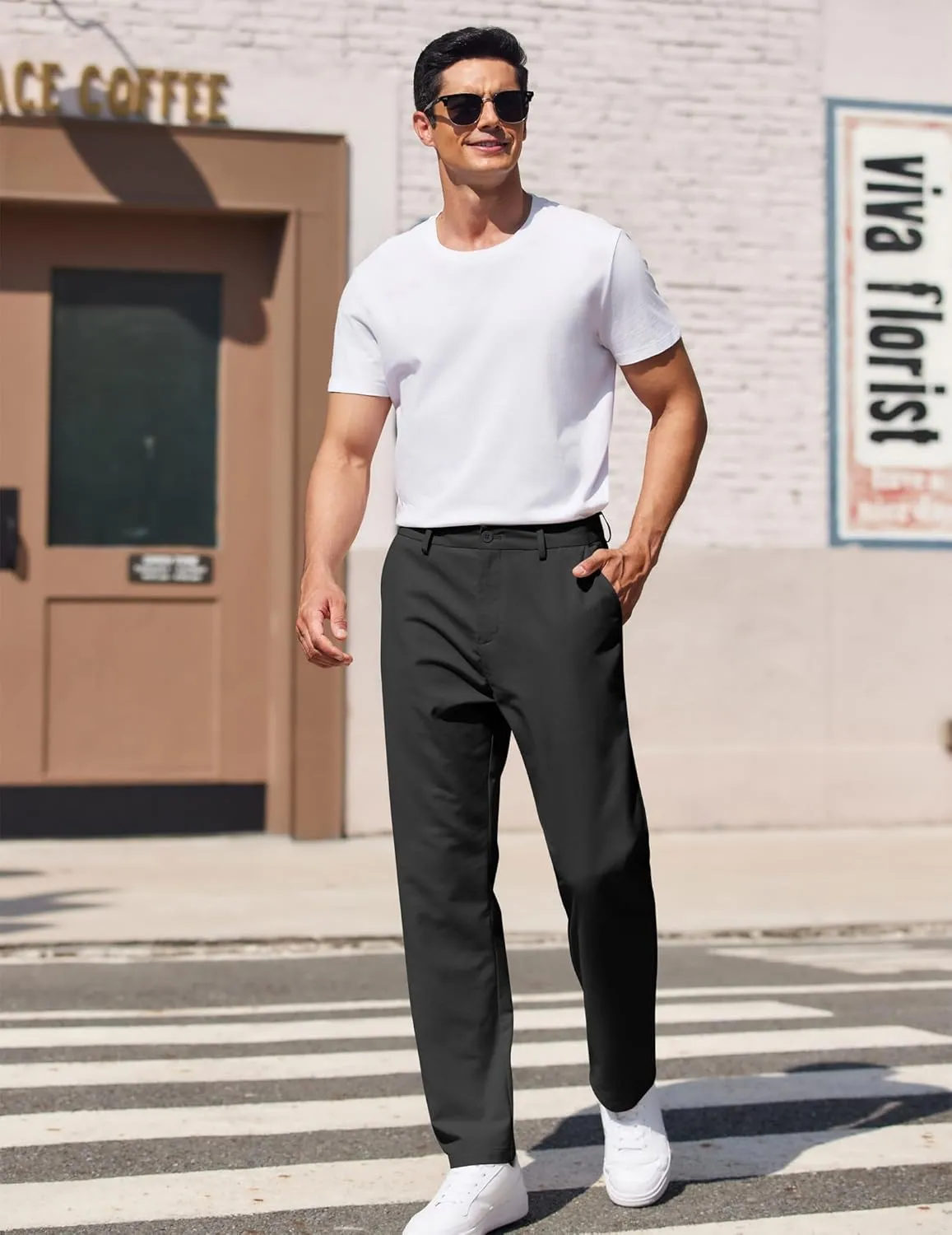 COOFANDY Men's Casual Pants Classic Fit Straight Legs Flat Front Twill Pants